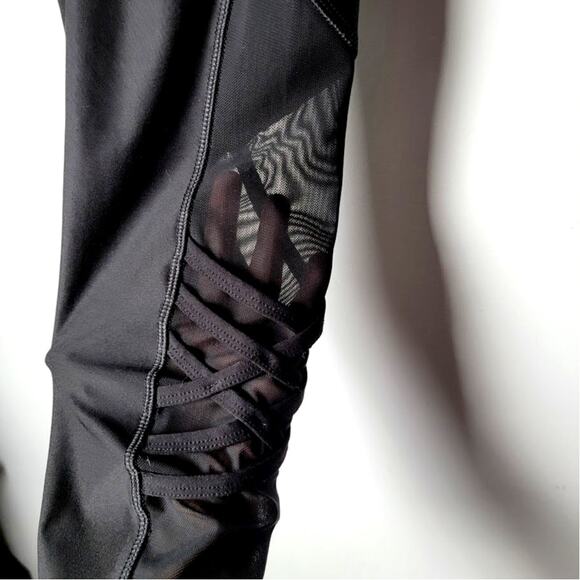 VOGO Athletica Leggings Womens XL Black High Rise Mesh Lattice Ankle Yoga - Picture 2 of 8